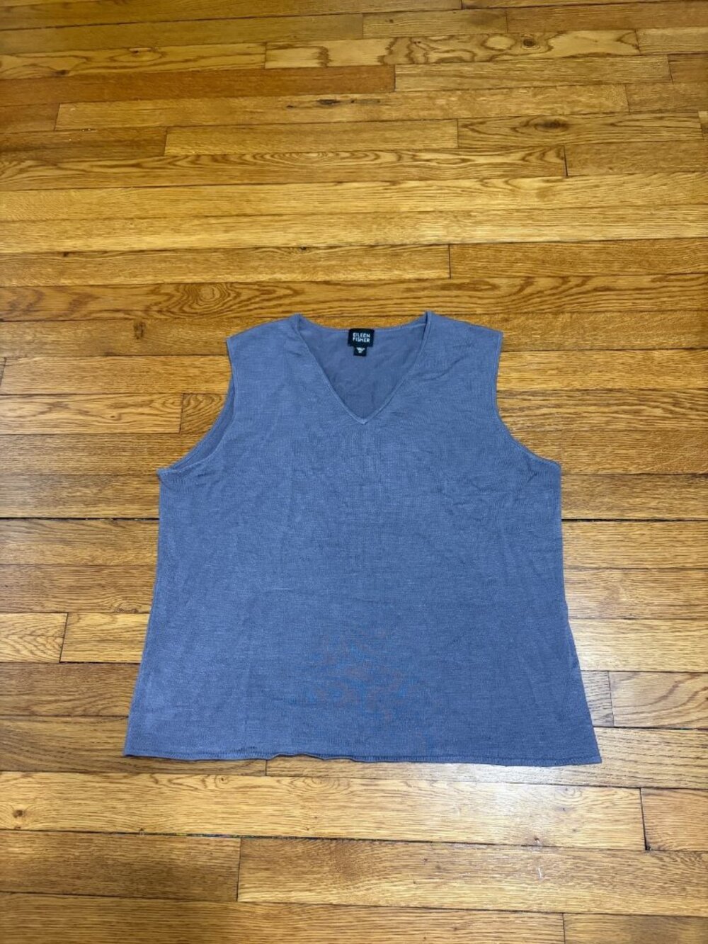 Eileen Fisher Womens Tank Top Size Medium V-Neck Silk Blend Dusty Blue Blouse